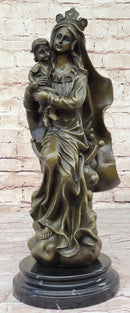 Mother Virgin Mary Madonna Jesus Bronze Sculpture