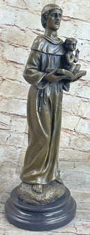 Saint Anthony Bronze Holding Bible & Baby Jesus Sculpture