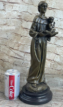 Saint Anthony Bronze Holding Bible & Baby Jesus Sculpture