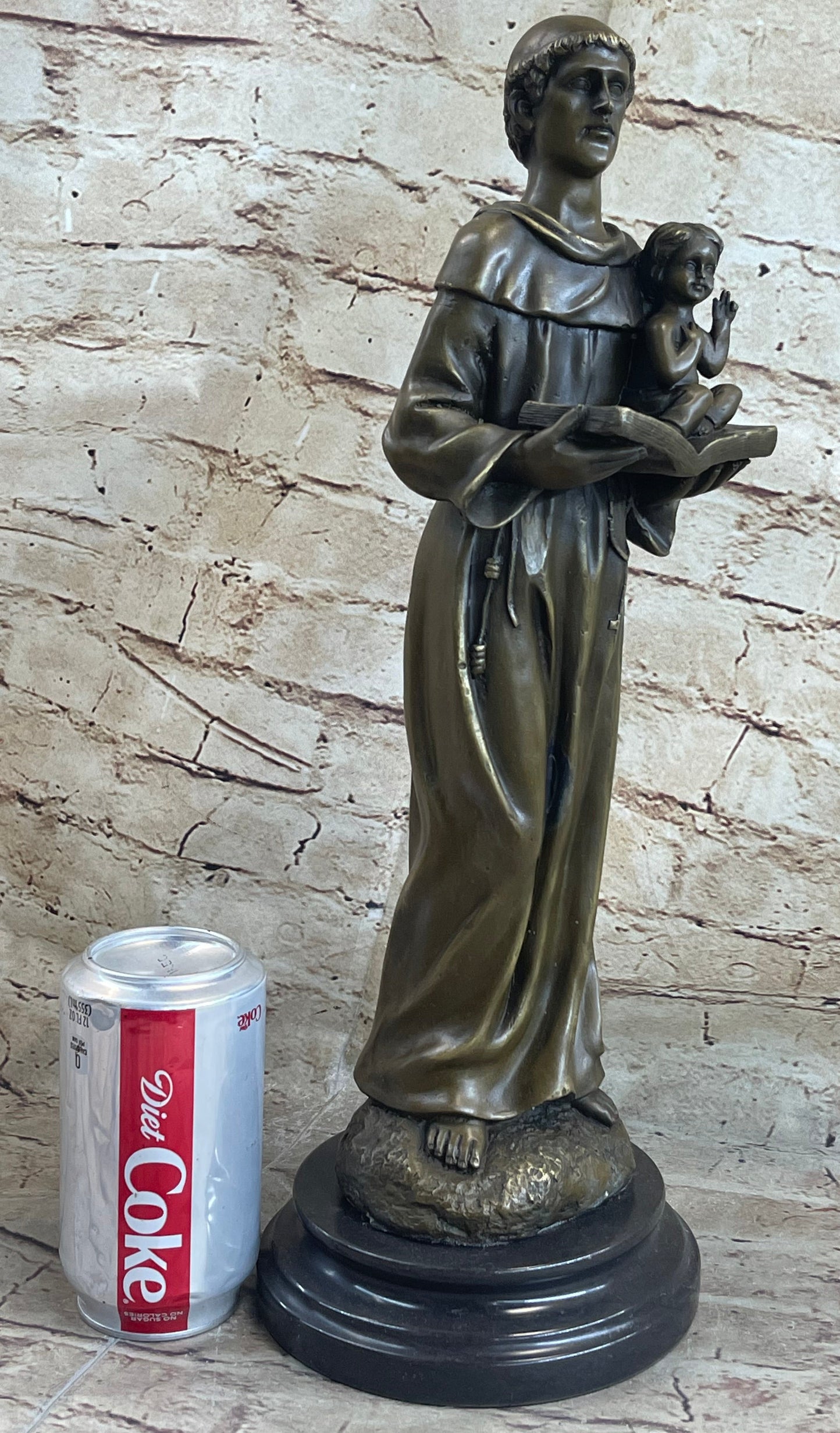 Saint Anthony Bronze Holding Bible & Baby Jesus Sculpture