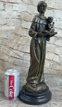 Saint Anthony Bronze Holding Bible & Baby Jesus Sculpture