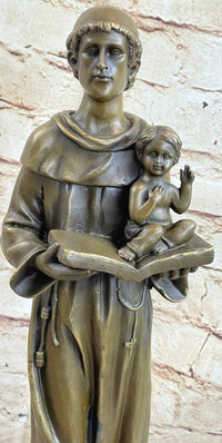 Saint Anthony Bronze Holding Bible & Baby Jesus Sculpture