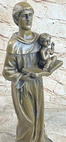 Saint Anthony Bronze Holding Bible & Baby Jesus Sculpture