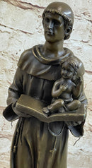 Saint Anthony Bronze Holding Bible & Baby Jesus Sculpture