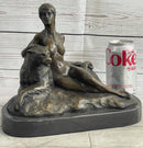 Aldo Vitaleh Nude Woman Sitting Next to a Panther Bronze Sculpture