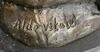 Aldo Vitaleh Nude Woman Sitting Next to a Panther Bronze Sculpture