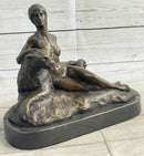 Aldo Vitaleh Nude Woman Sitting Next to a Panther Bronze Sculpture