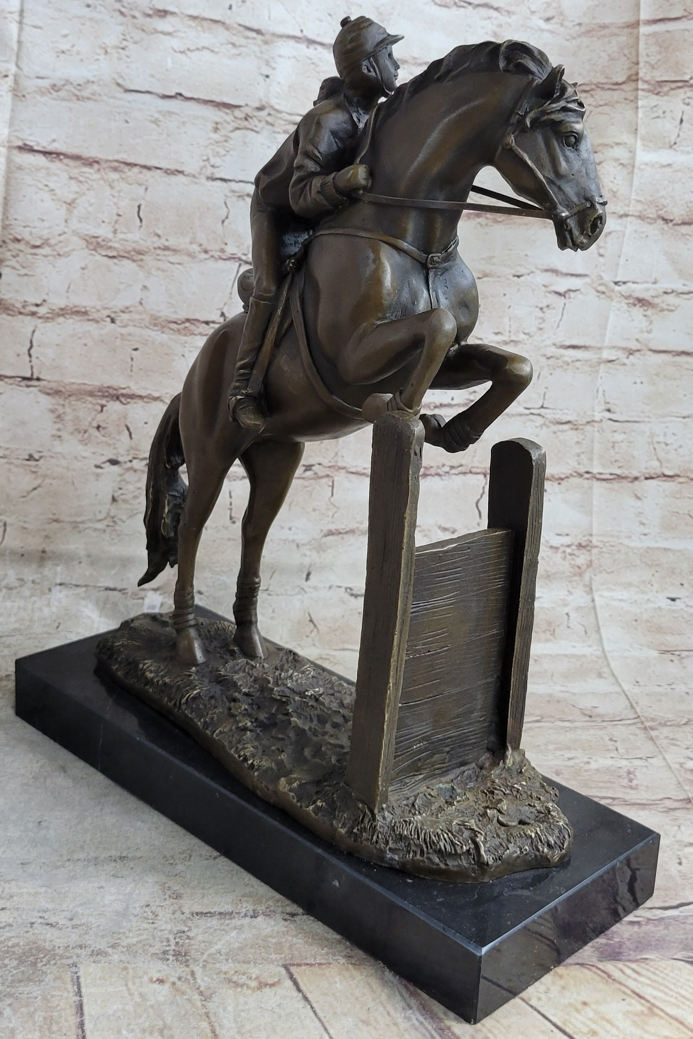 Signed Fisher American Artisan Female Jockey Jumps Bronze