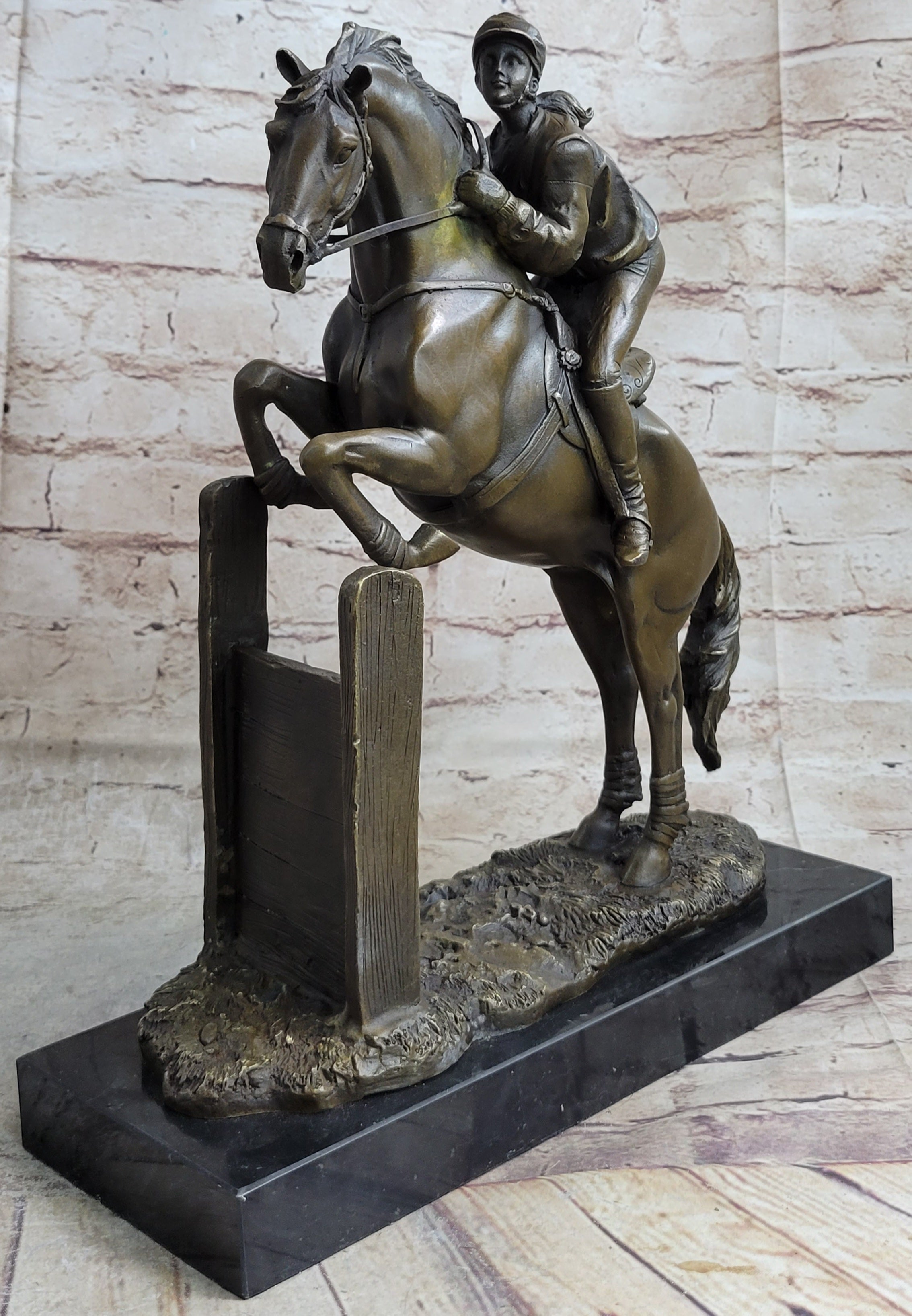 Signed Fisher American Artisan Female Jockey Jumps Bronze