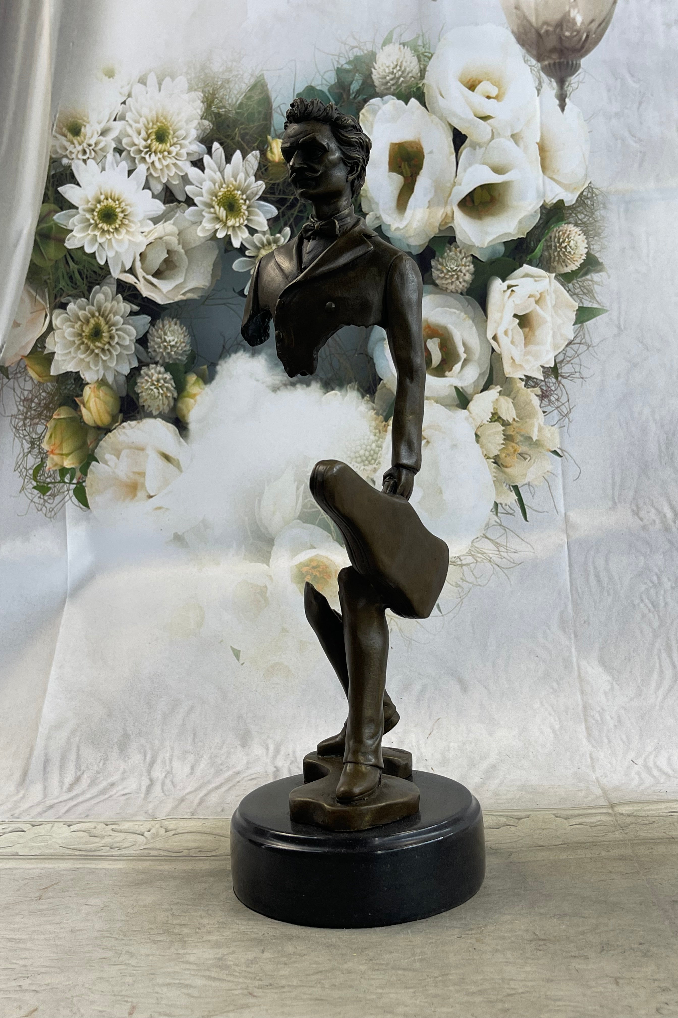 Johann Strauss Violinist Bronze Sculpture Abstract Art 15" x 5"