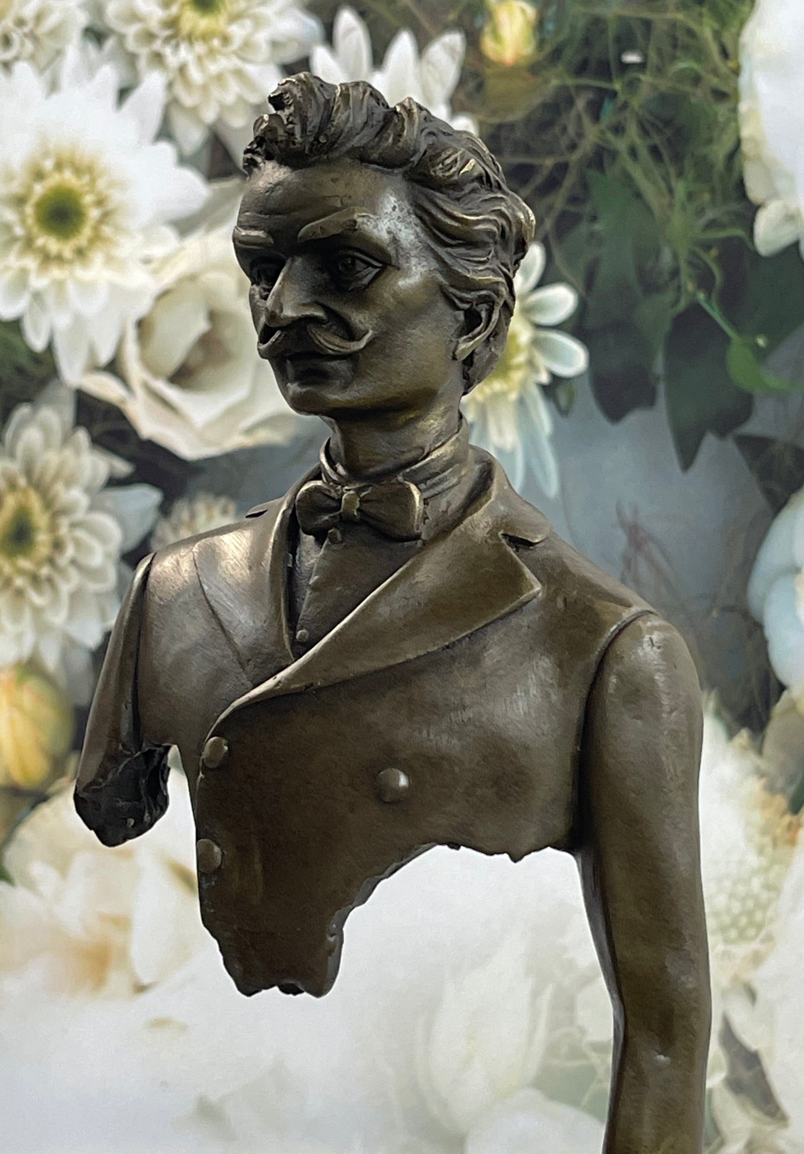 Johann Strauss Violinist Bronze Sculpture Abstract Art 15" x 5"