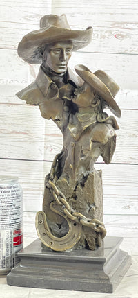Just Like Papa Western Cowboy and Son Bronze Bust 13" x 6"