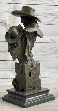 Just Like Papa Western Cowboy and Son Bronze Bust 13" x 6"