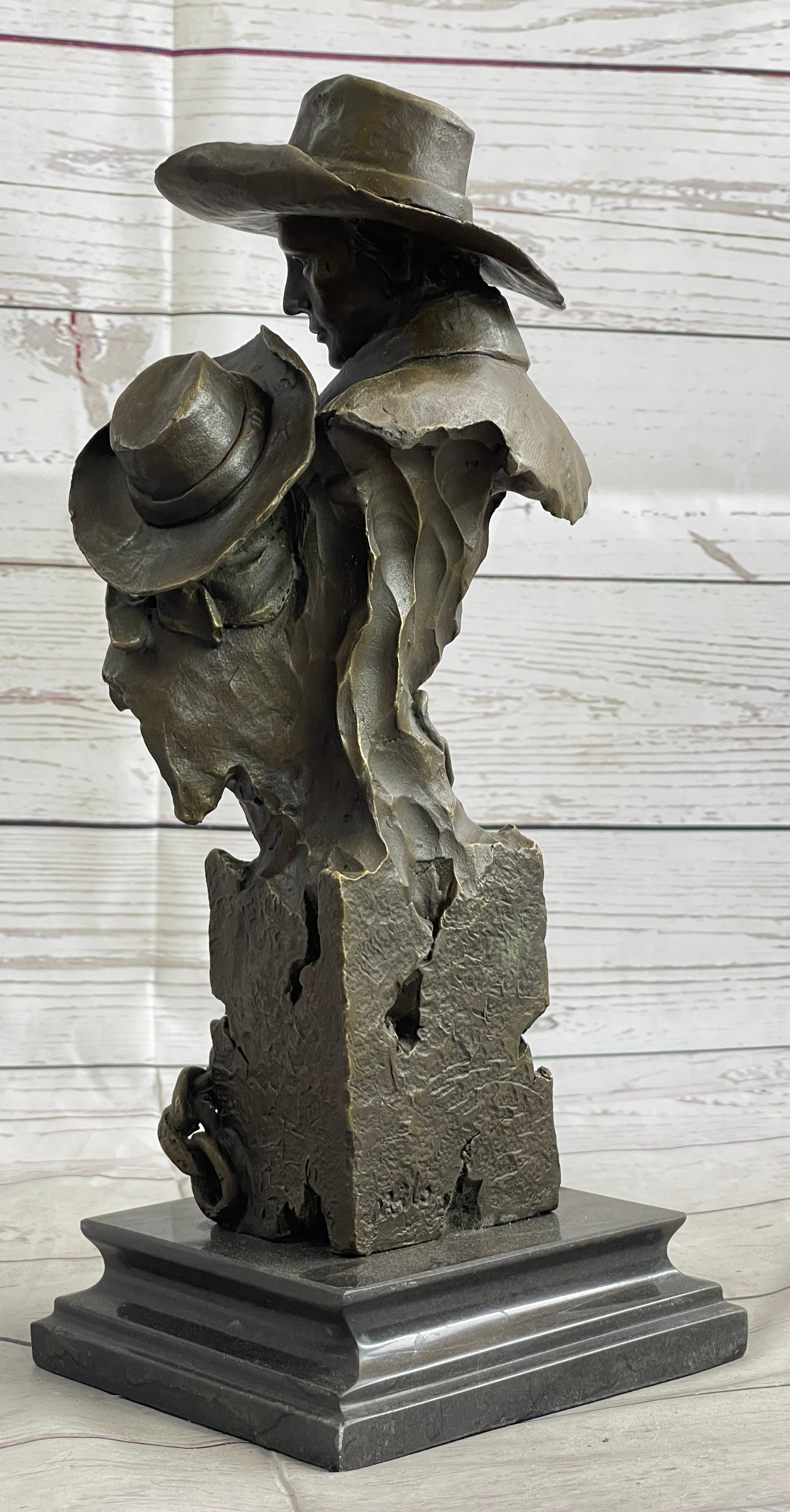 Just Like Papa Western Cowboy and Son Bronze Bust 13" x 6"