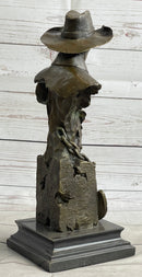 Just Like Papa Western Cowboy and Son Bronze Bust 13" x 6"