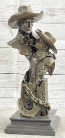Just Like Papa Western Cowboy and Son Bronze Bust 13" x 6"