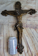 Wall Mount Bronze Crucifix Sculpture Jesus on Cross 20" x 14"