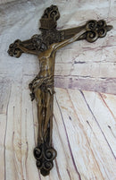 Wall Mount Bronze Crucifix Sculpture Jesus on Cross 20" x 14"