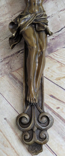 Wall Mount Bronze Crucifix Sculpture Jesus on Cross 20" x 14"