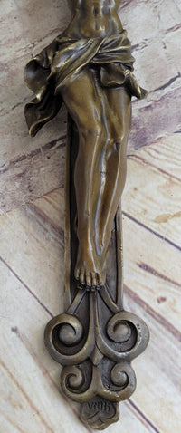 Wall Mount Bronze Crucifix Sculpture Jesus on Cross 20" x 14"