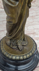 Beautiful Girl Holding Bird Dove Bronze Metal Sculpture Art