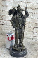 Native American Warrior and Eagle Sculpture M. Lopez Bronze
