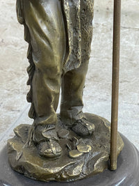 Native American Warrior and Eagle Sculpture M. Lopez Bronze