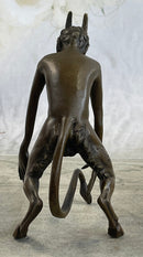 Horned Satyr Demon Devil Erect Penis Bronze 6" x 5"