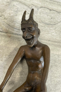 Horned Satyr Demon Devil Erect Penis Bronze 6" x 5"