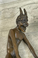 Horned Satyr Demon Devil Erect Penis Bronze 6" x 5"