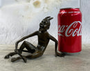 Sitting Satyr Faun Demon Devil Bronze Sculpture 5" x 7"
