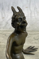 Sitting Satyr Faun Demon Devil Bronze Sculpture 5" x 7"