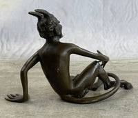 Sitting Satyr Faun Demon Devil Bronze Sculpture 5" x 7"