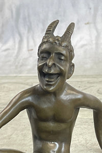 Sitting Satyr Faun Demon Devil Bronze Sculpture 5" x 7"