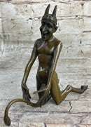 Greek Satyr Faun Demon Horny Devil Bronze Sculpture 7" x 6"