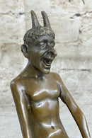 Greek Satyr Faun Demon Horny Devil Bronze Sculpture 7" x 6"