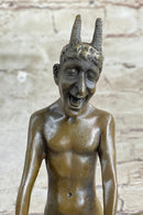 Greek Satyr Faun Demon Horny Devil Bronze Sculpture 7" x 6"