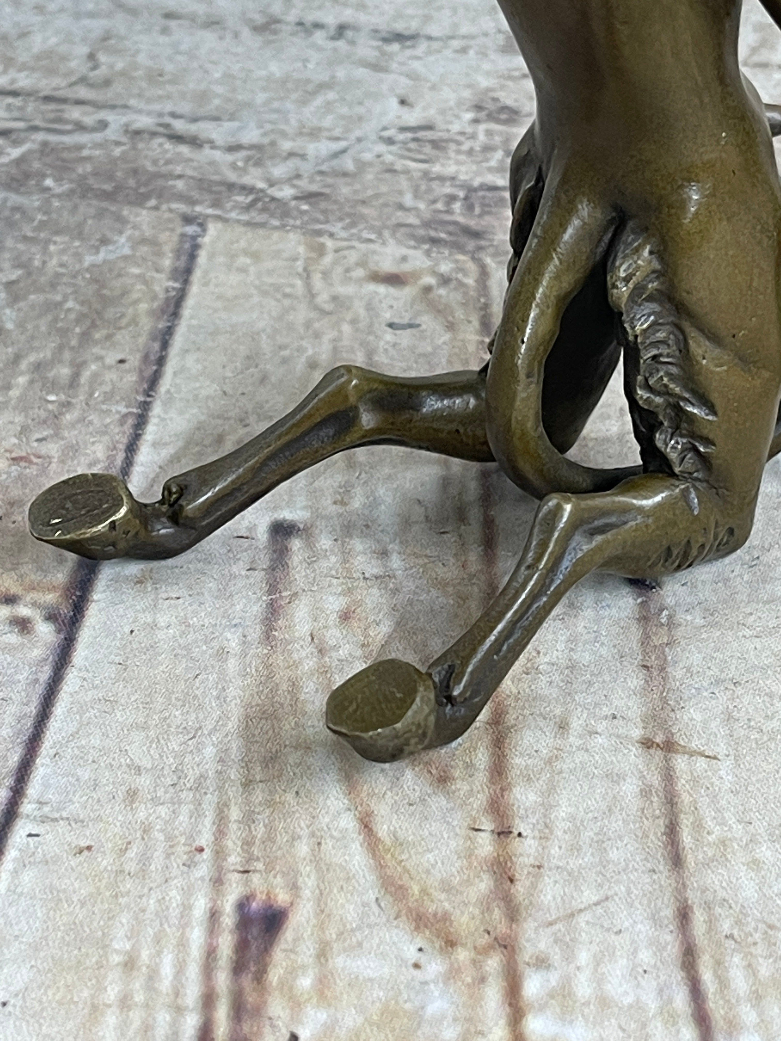Greek Satyr Faun Demon Horny Devil Bronze Sculpture 7" x 6"