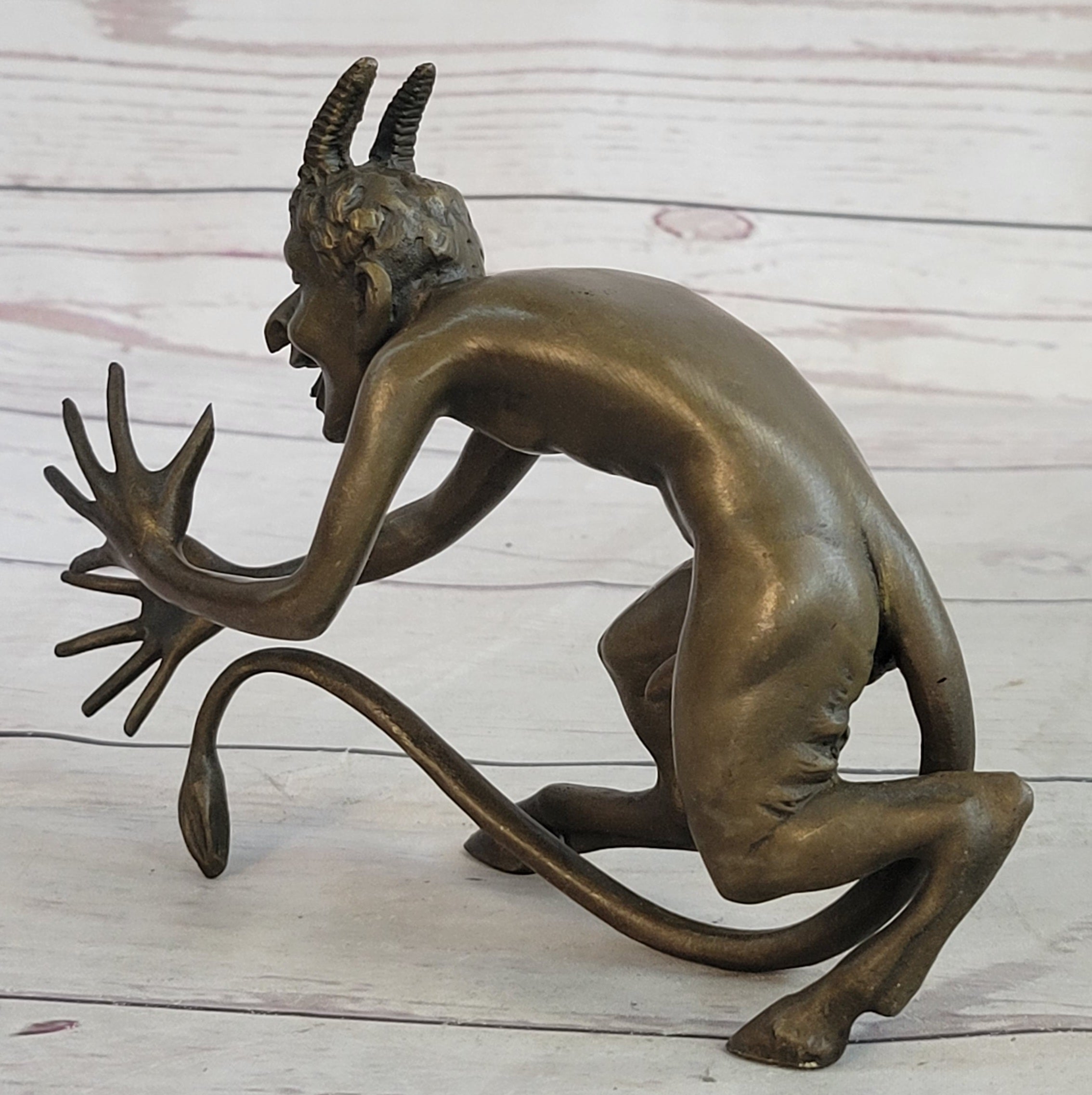Greek Satyr Chasing Nymph Bronze Sculpture 5" x 7"