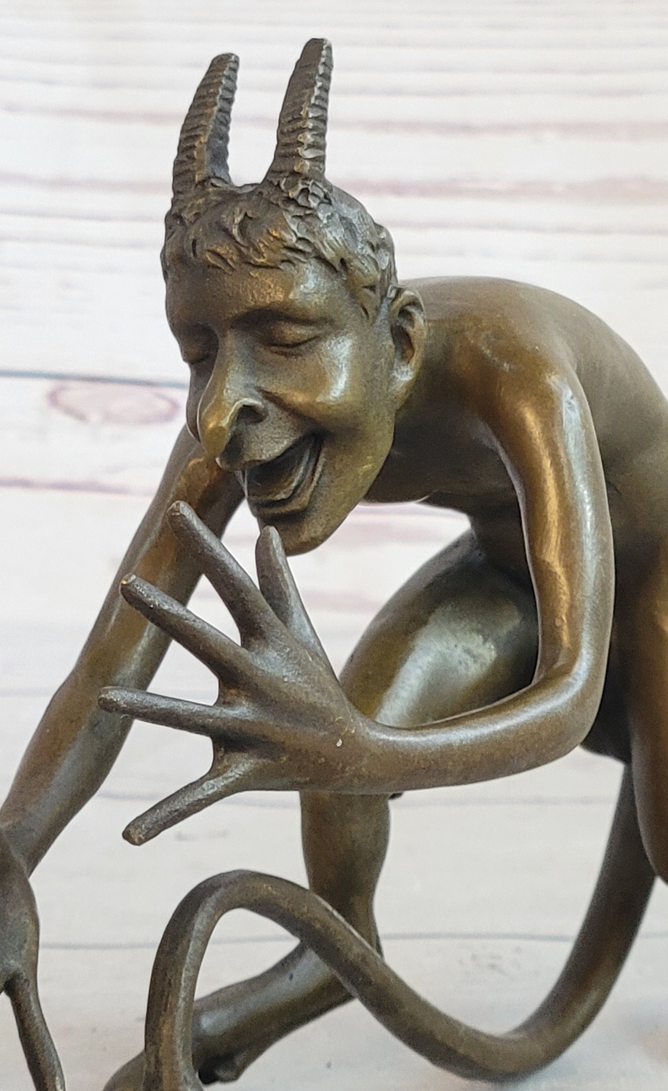 Greek Satyr Chasing Nymph Bronze Sculpture 5" x 7"