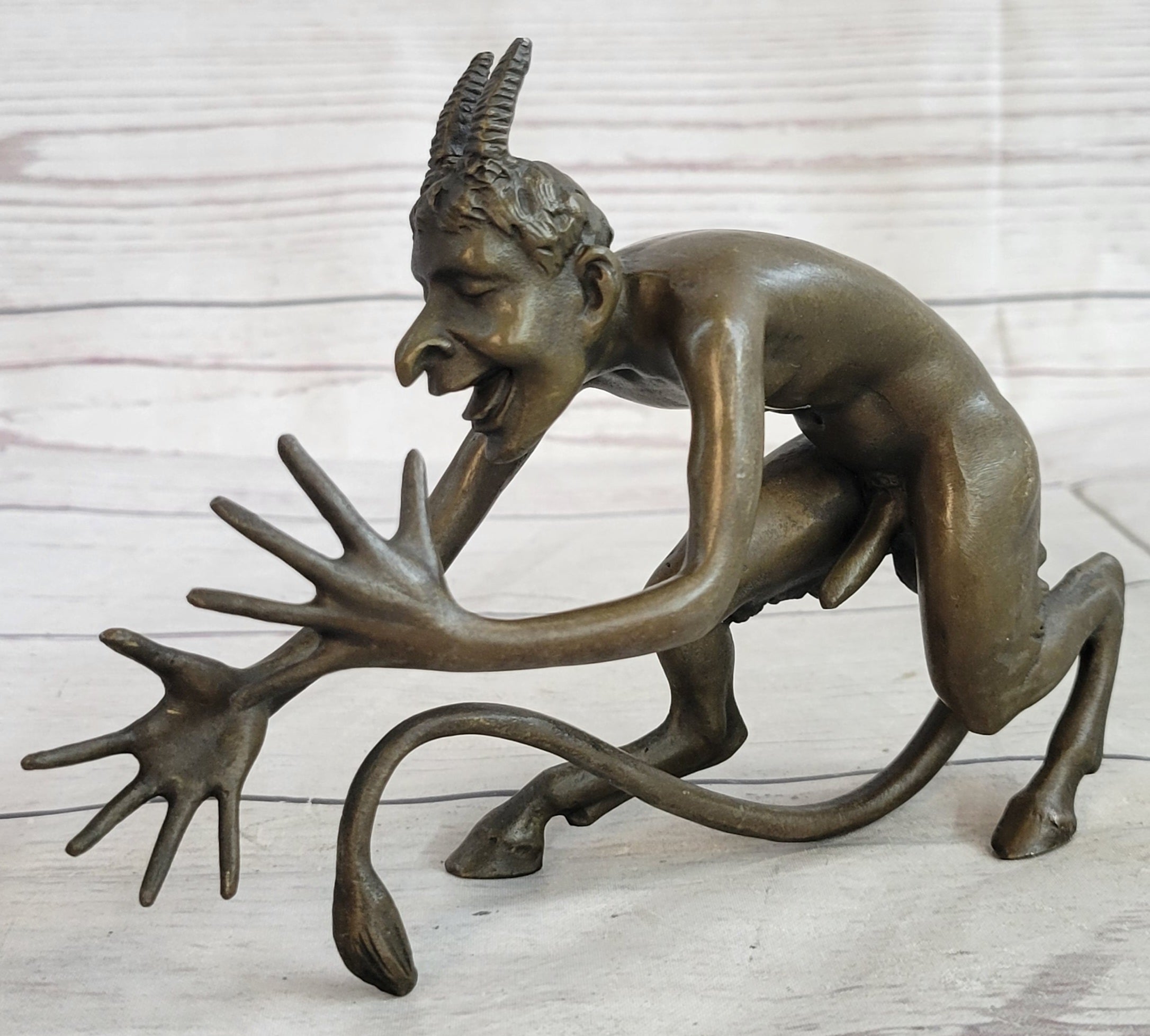 Greek Satyr Chasing Nymph Bronze Sculpture 5" x 7"