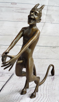 Satyr Faun Demon Horny Devil Satan Erotic Bronze Figure Figurine Sculpture 6" x 8"