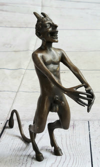 Satyr Faun Demon Horny Devil Satan Erotic Bronze Figure Figurine Sculpture 6" x 8"