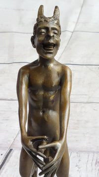 Satyr Faun Demon Horny Devil Satan Erotic Bronze Figure Figurine Sculpture 6" x 8"