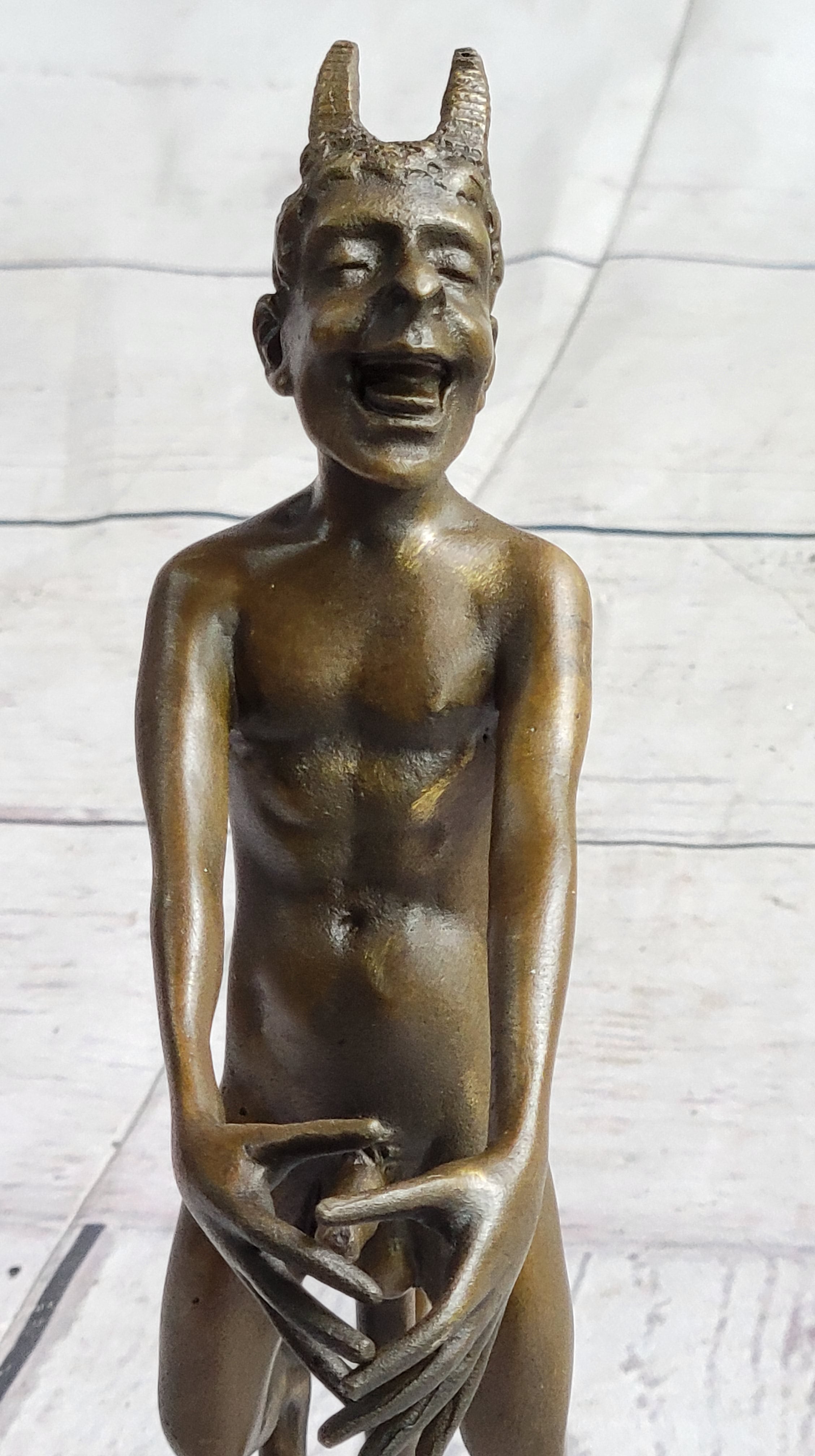 Satyr Faun Demon Horny Devil Satan Erotic Bronze Figure Figurine Sculpture 6" x 8"