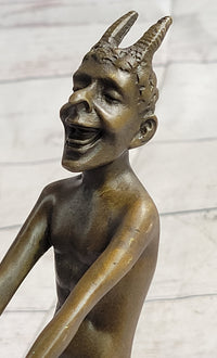Satyr Faun Demon Horny Devil Satan Erotic Bronze Figure Figurine Sculpture 6" x 8"
