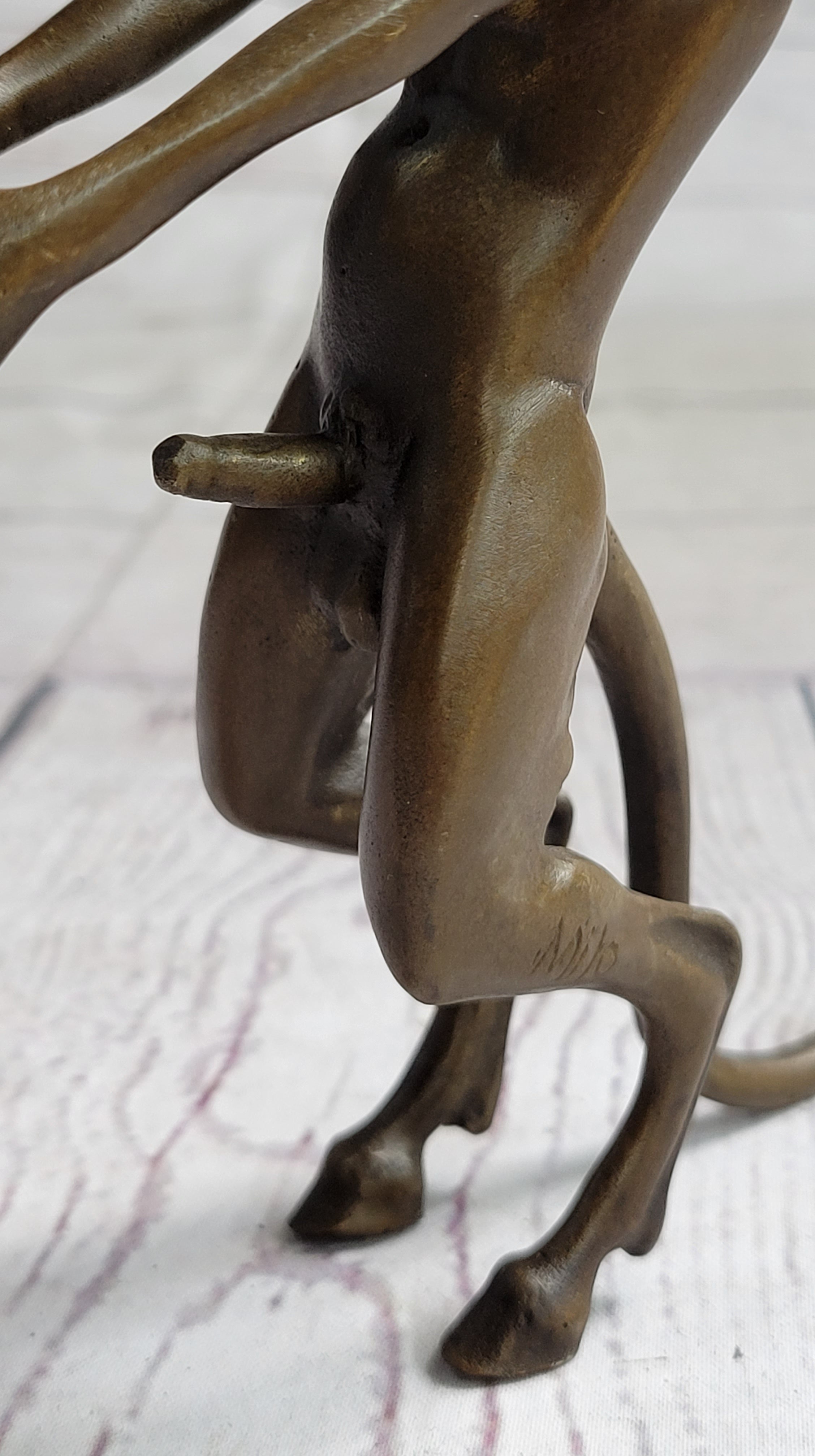 Satyr Faun Demon Horny Devil Satan Erotic Bronze Figure Figurine Sculpture 6" x 8"
