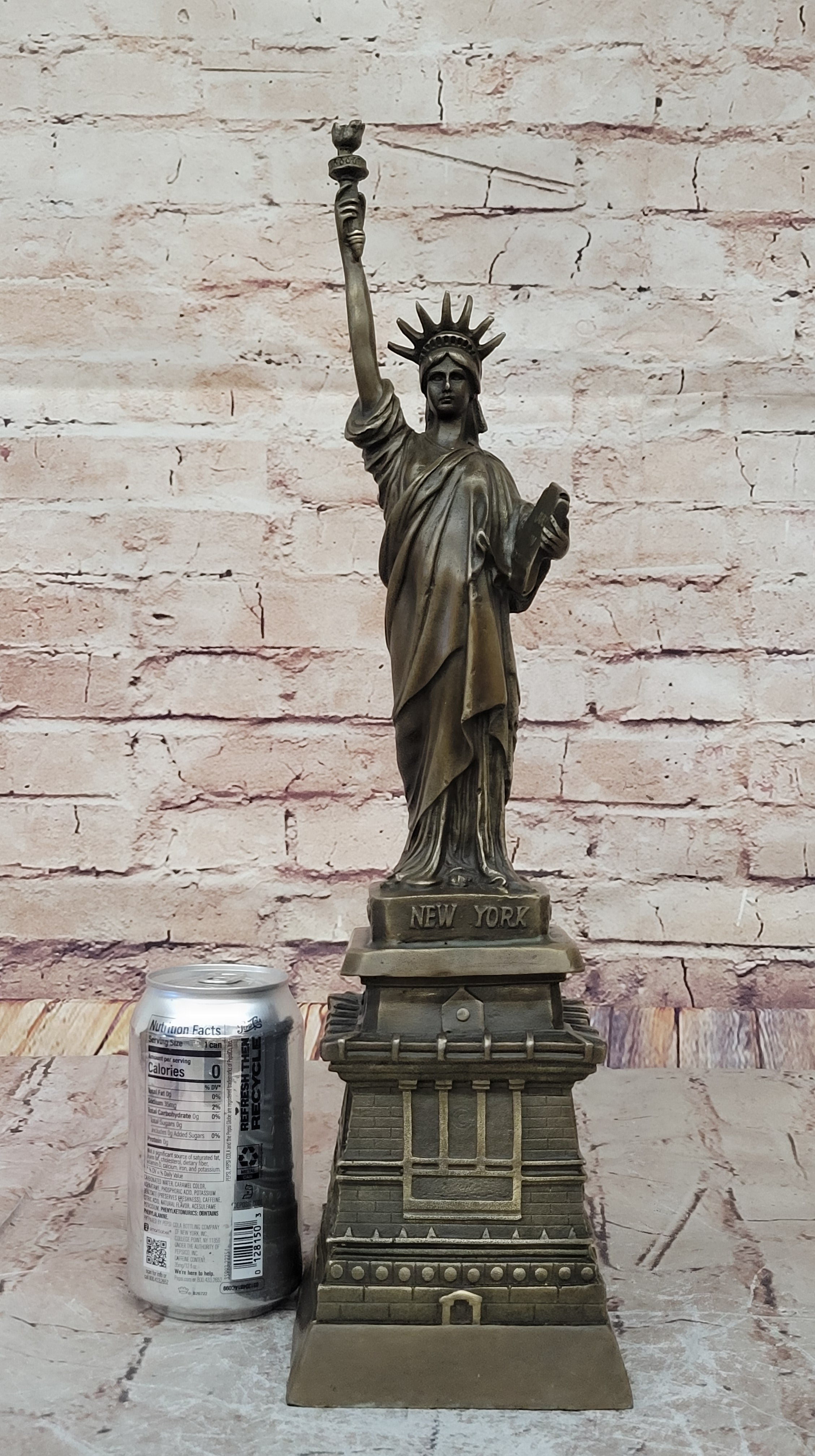 Bronze Metal Sculpture Replica of Statue of Liberty 17.5" x 4.5"