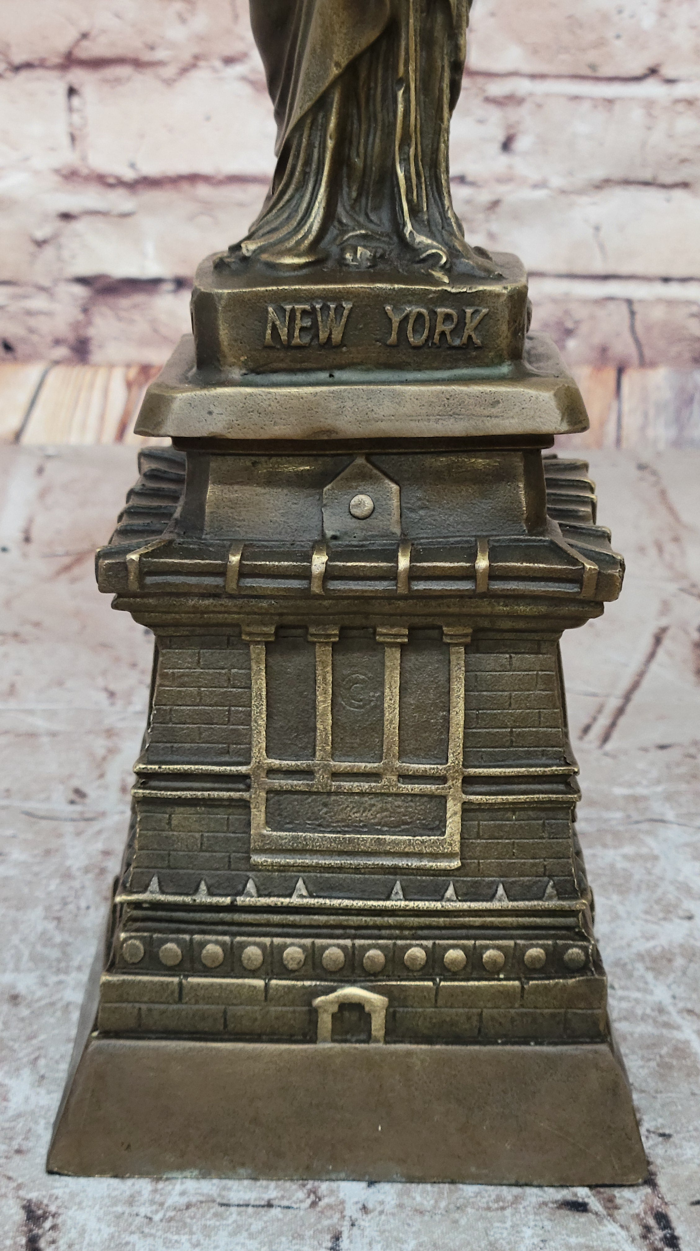 Bronze Metal Sculpture Replica of Statue of Liberty 17.5" x 4.5"