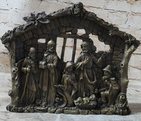 Nativity Scene Birth of Jesus Christ Bronze Wall Plaque